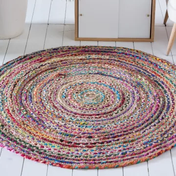alfombra redonda para salon multicolor yute algodon 2