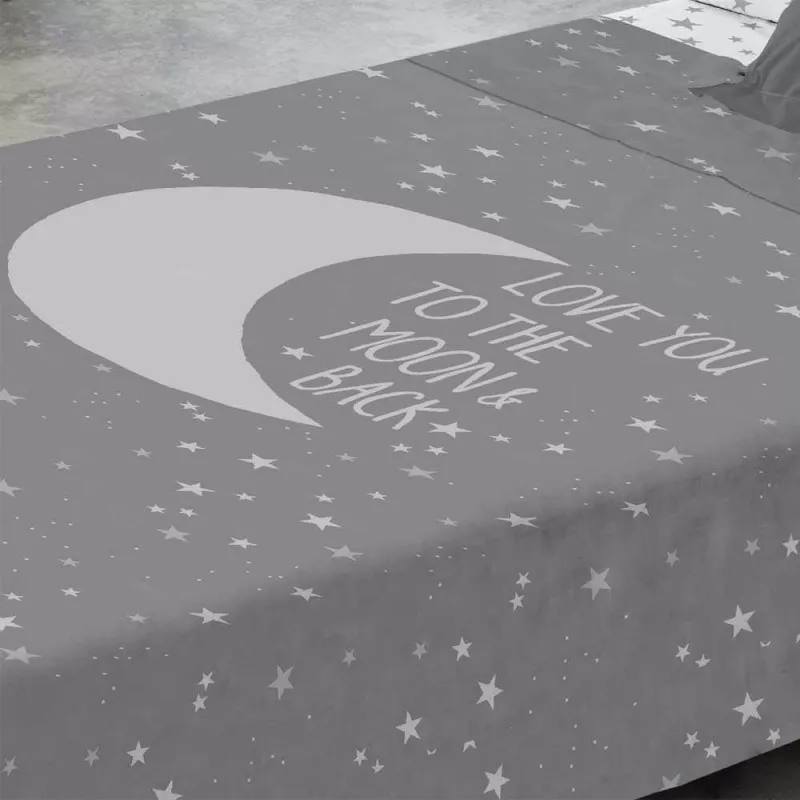 detalle sabana gris infantil moon grey