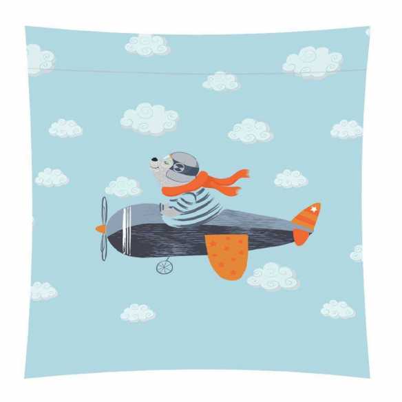 funda de cojin azul aviador