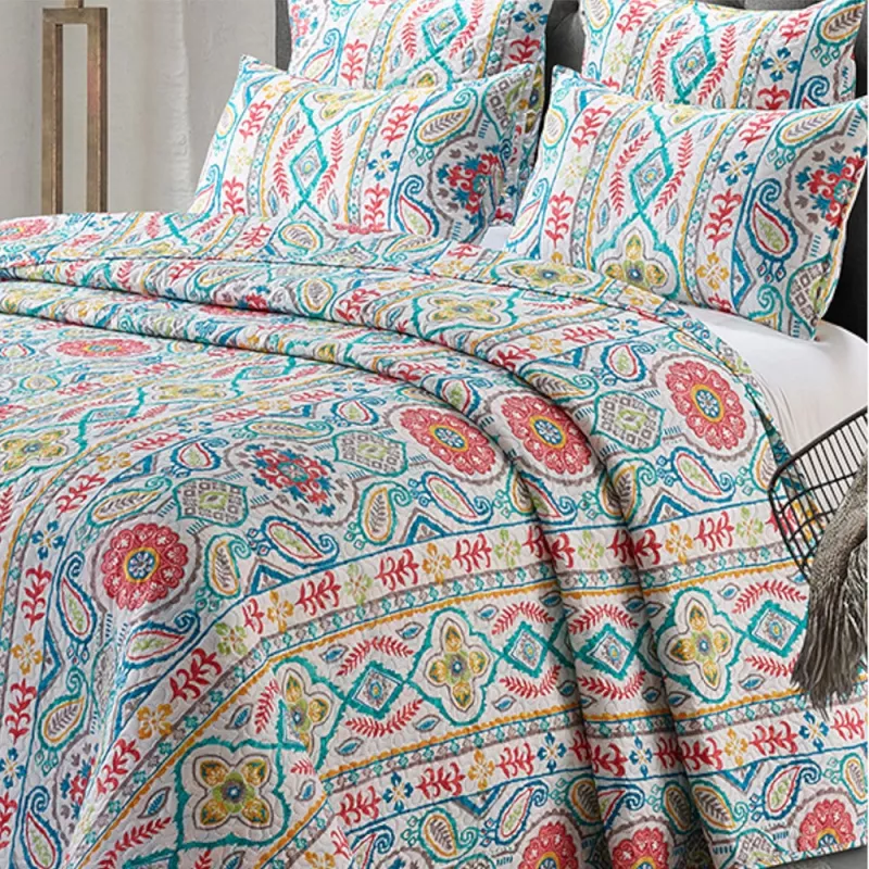 colcha de verano multicolor coral pop