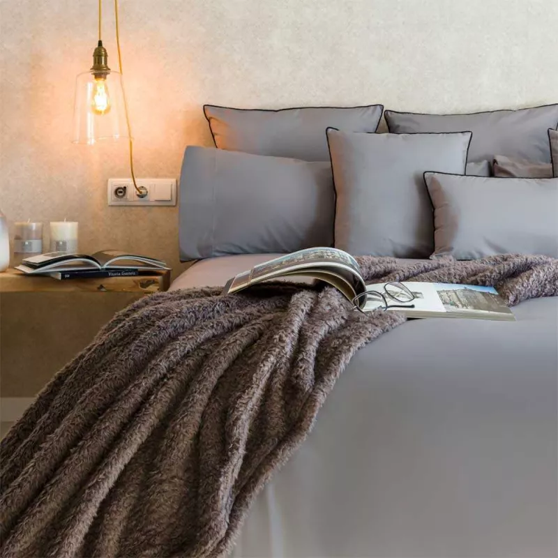 funda nordica gris algodon organico