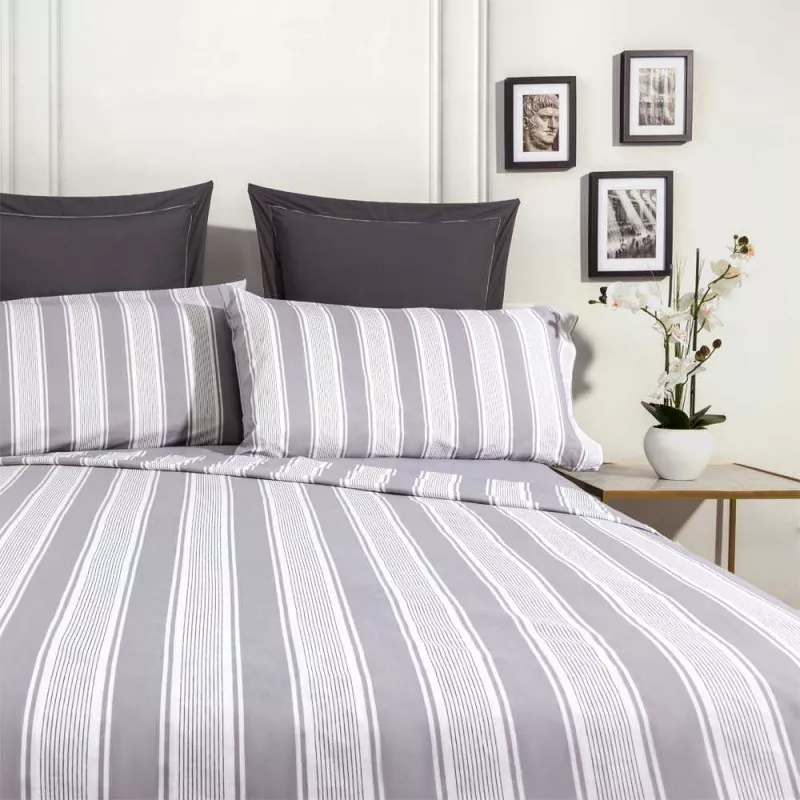 juego de cama poliester algodon gris