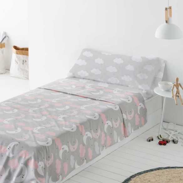 juego de sabanas lunitas gris