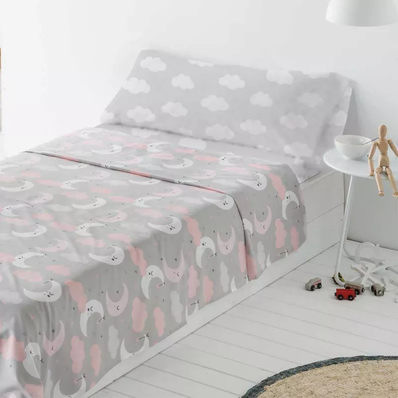 juego de cama lunitas gris