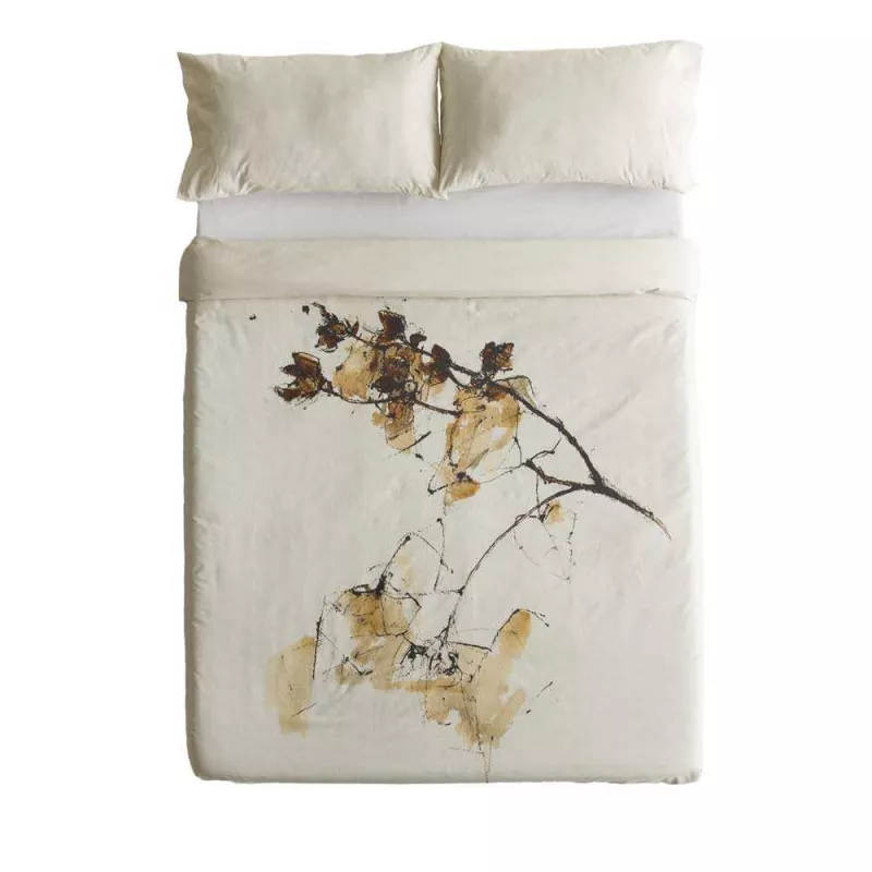 funda de edredon algodon beige