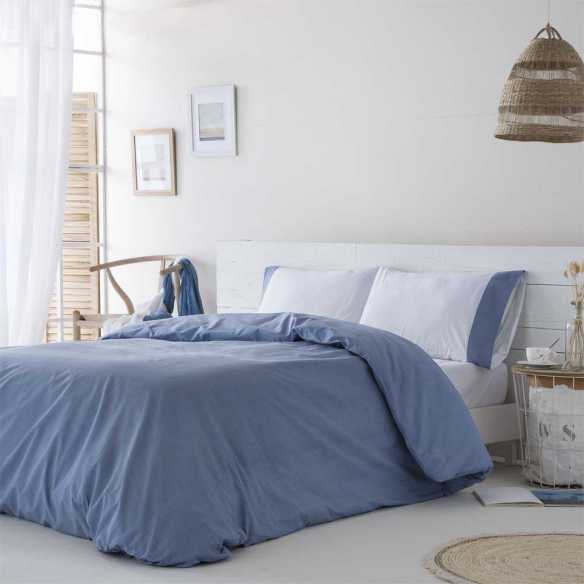 funda nórdica algodón orgánico azul