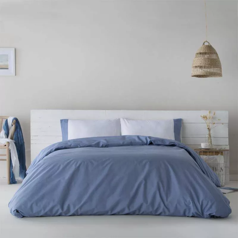 funda de edredón algodón orgánico azul