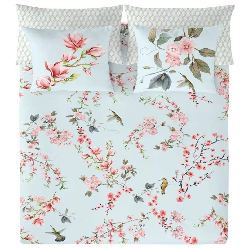 funda de edredón nórdico azul turquesa percal algodón 180 hilos