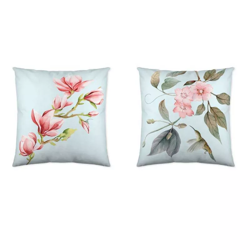 funda de cojín azul turquesa percal algodón 180 hilos