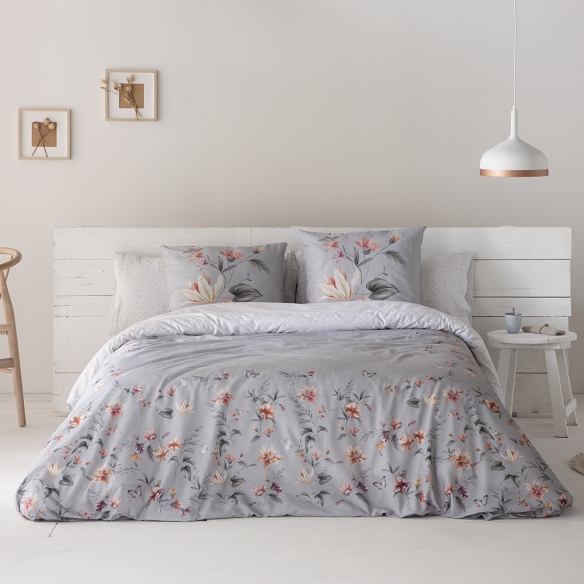 vista frontal funda edredón gris