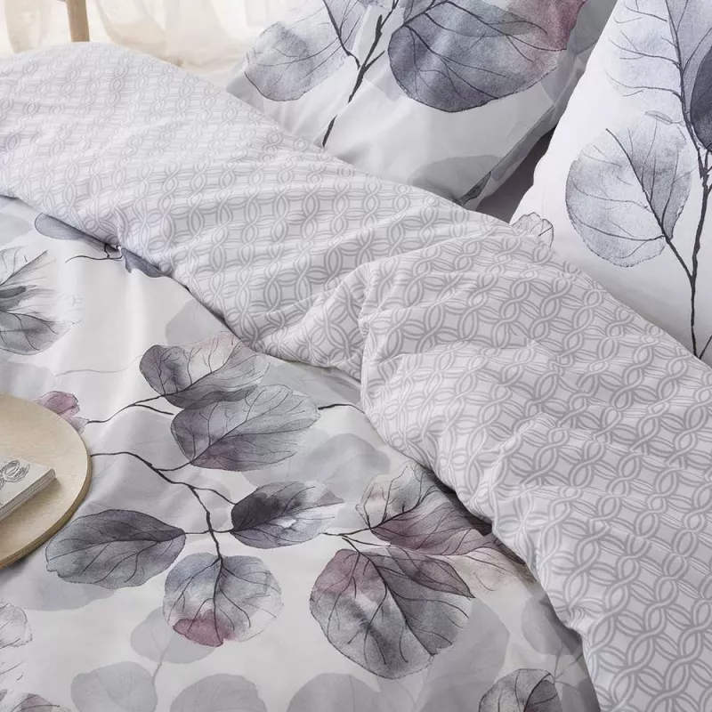 funda edredón gris percal algodón