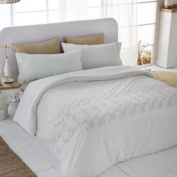 funda nórdica percal algodón 200 hilos beige 2