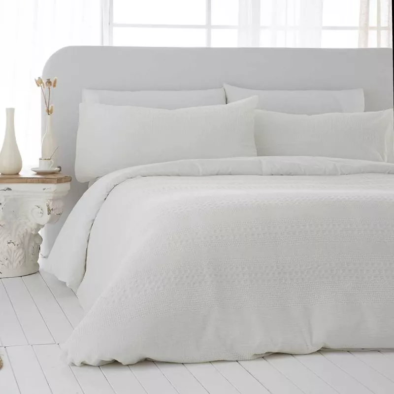 funda de edredón nido de abeja beige