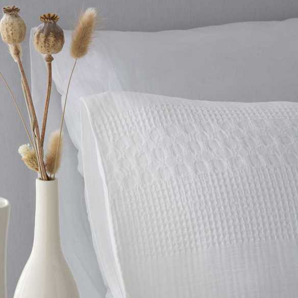 funda nórdica tejido jacquard nido de abeja beige