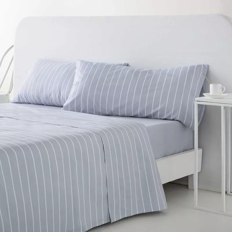 juego de cama rayas azul