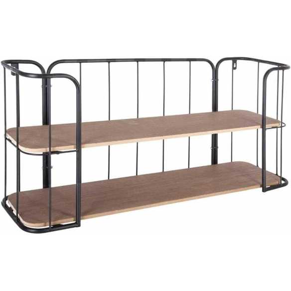 estantería para la pared en madera y metal negro