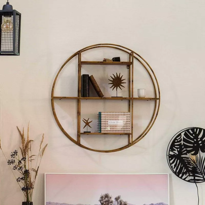 decoración estantería bambú