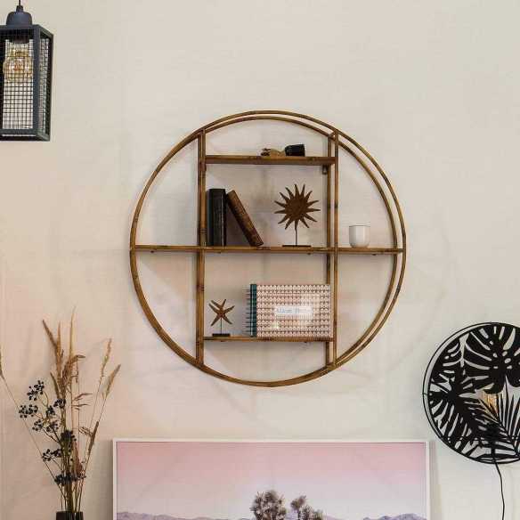 decoración estantería bambú