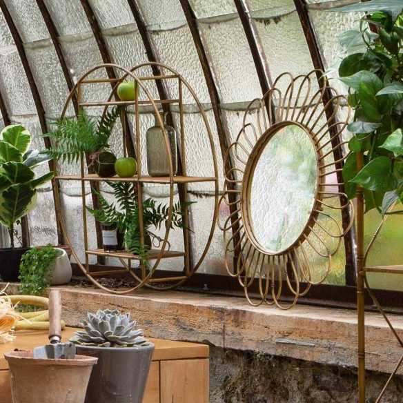 estantería redonda de bambú para la pared