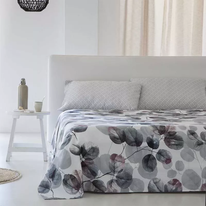 Juego de cama satén algodón 200 hilos gris