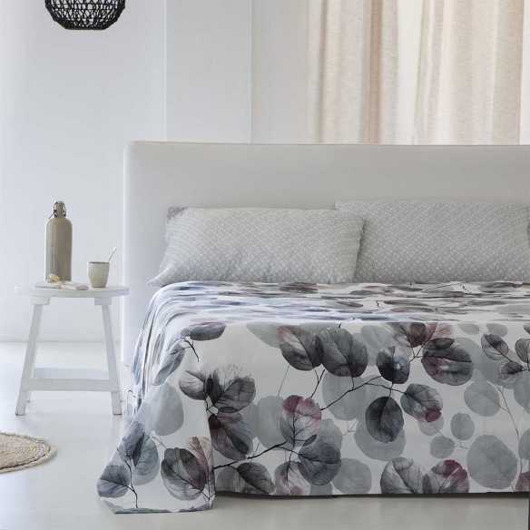 Juego de cama satén algodón 200 hilos gris