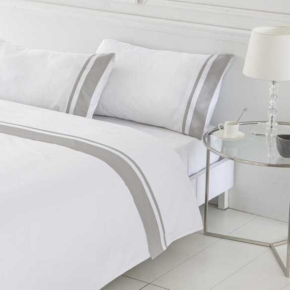 funda nórdica satén 400 hilos blanco y gris