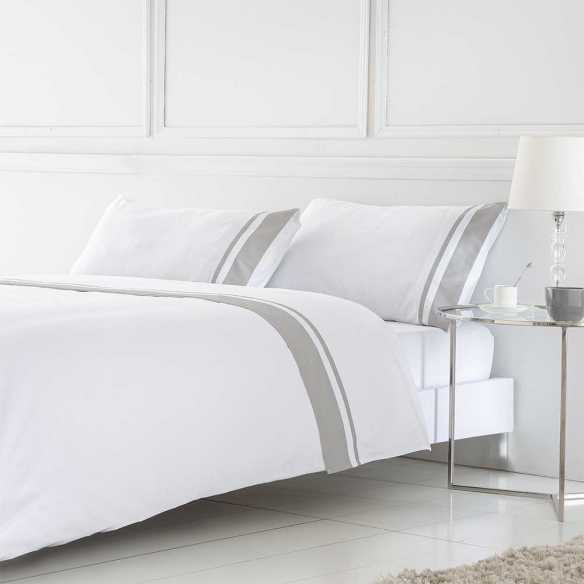 funda de edredón nóridico satén 400 hilos blanco y gris