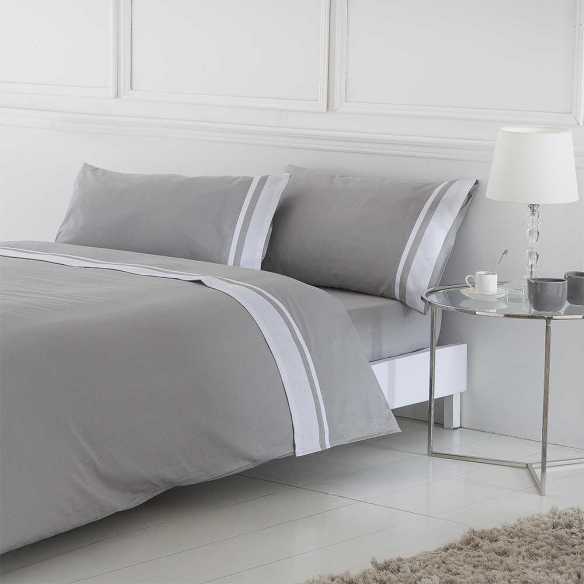 funda de edredón nórdico satén algodón egipcio 400 hilos gris