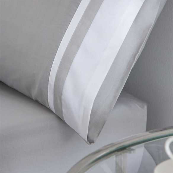 funda de almohada satén algodón egipcio gris 400 hilos