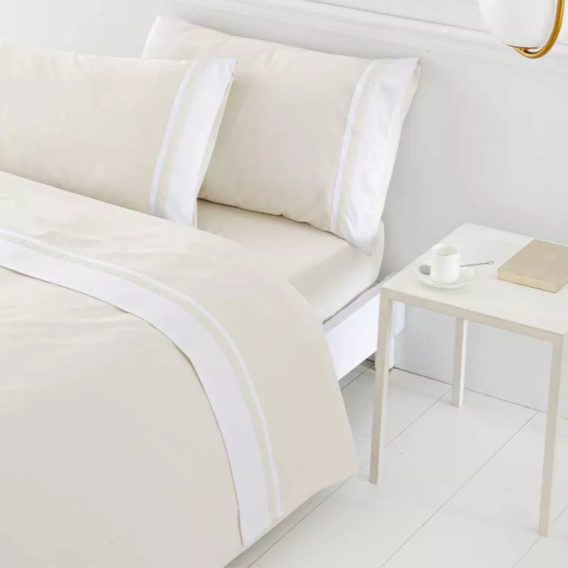 funda de edredón nórdico satén algodón 400 hilos beige