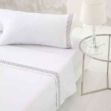 juego de sábanas bordado satén algodón 300 hilos blanco 2