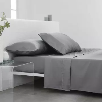 juego de sábanas satén algodón egipcio 300 hilos gris