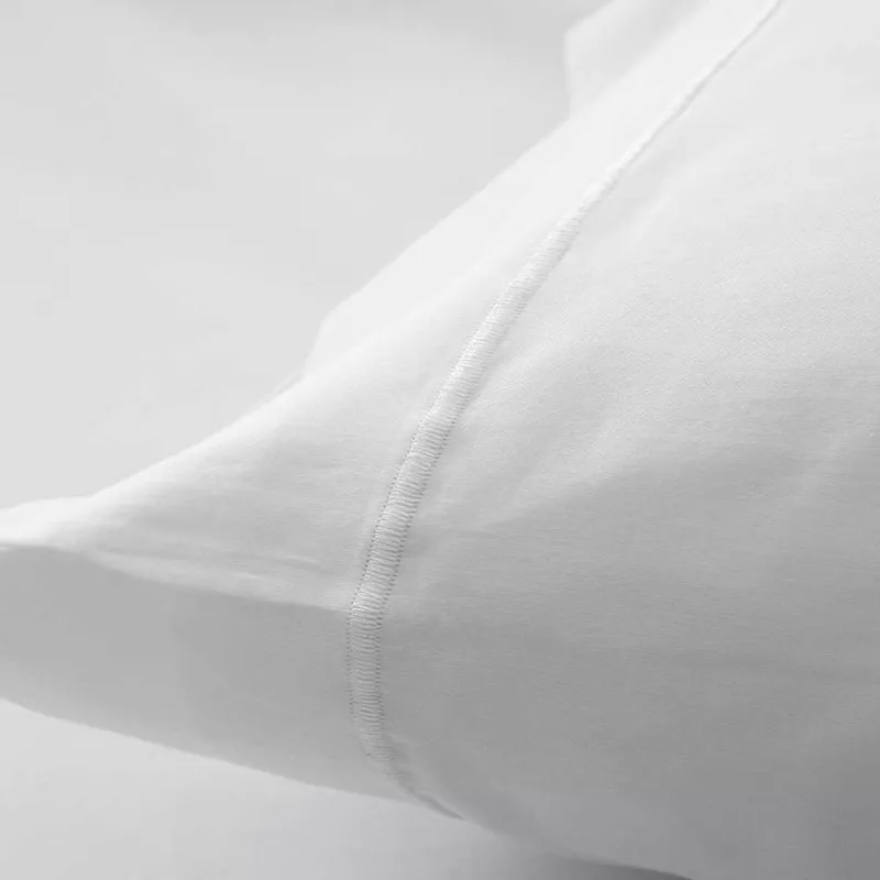 detalle  juego de sábanas satén 400 hilos blanco