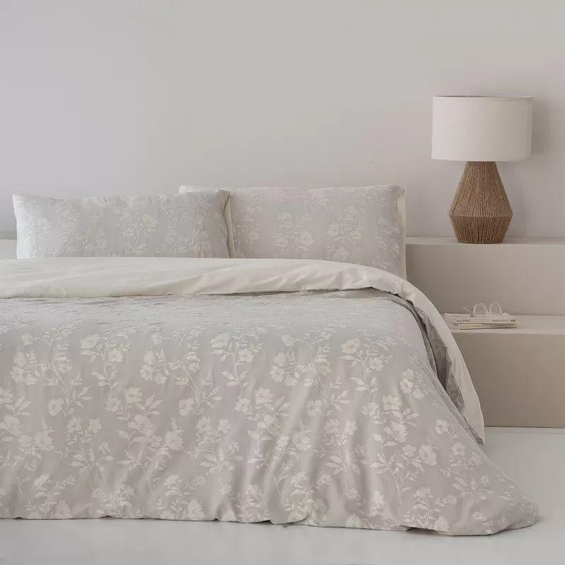 funda edredón nórdico algodón jacquard gris 200 hilos