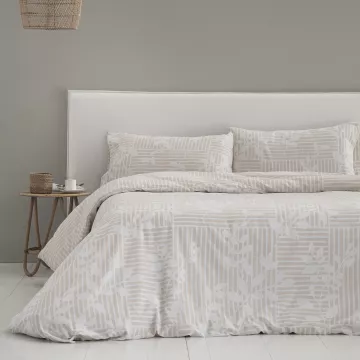 funda nórdica beige reversible poliéster algodón 2