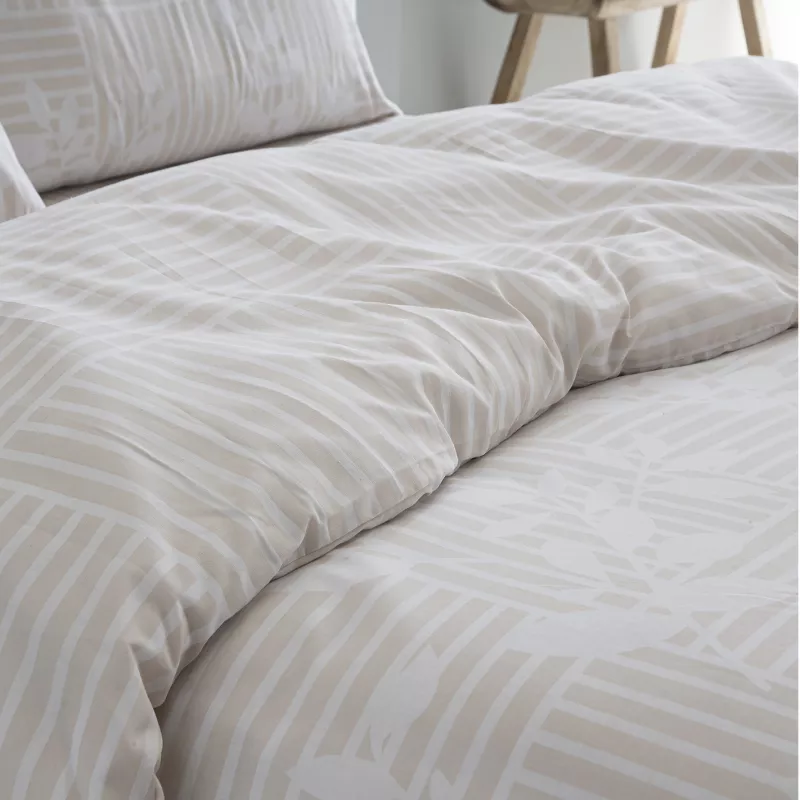 funda para nórdico beige reversible poliéster algodón