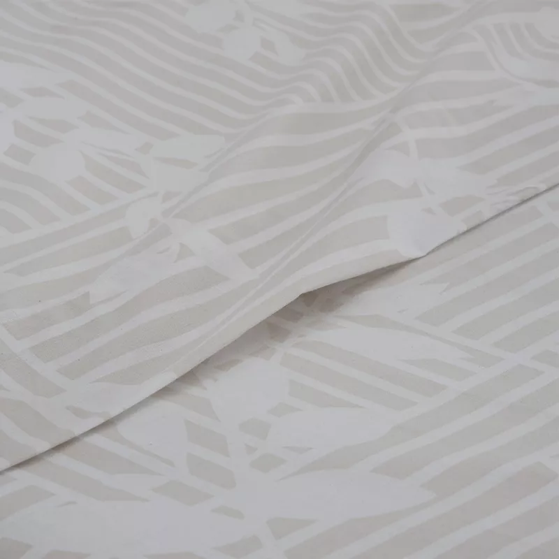 detalle juego de sábanas beige algodón poliéster