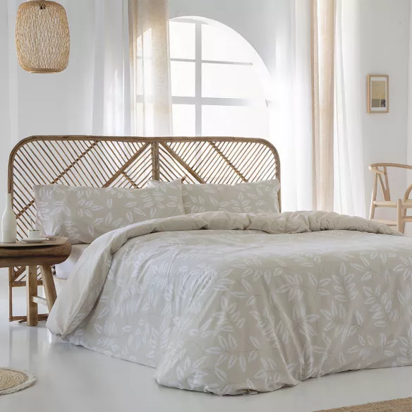 funda nórdica algodón orgánico beige reversible