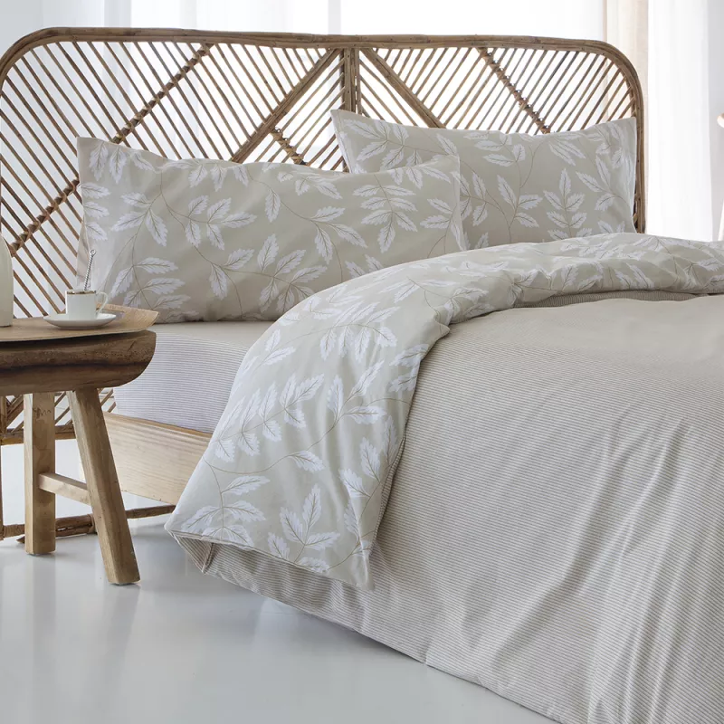 funda nórdica reversible algodón orgánico beige