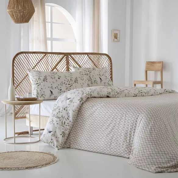 reverso funda nórdica beige satén algodón egipcio 200 hilos reversible