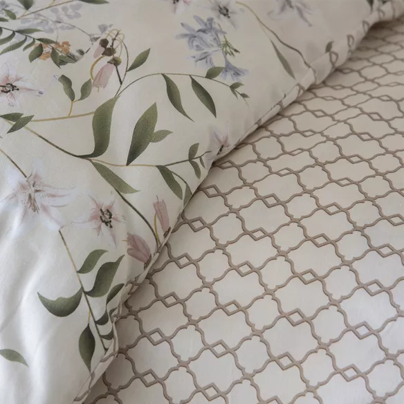 reverso funda edredón nórdico beige satén algodón egipcio 200 hilos reversible