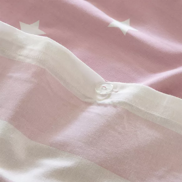 juego de funda nórdica infantil algodón poliéster rosa reversible cierre con botones