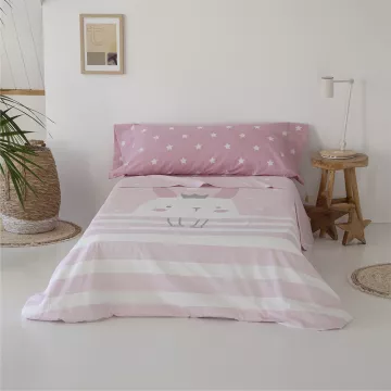 juego de sábanas infantil rosa algodón poliéster 2