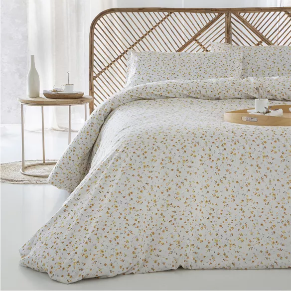 funda edredón nórdico algodón beige