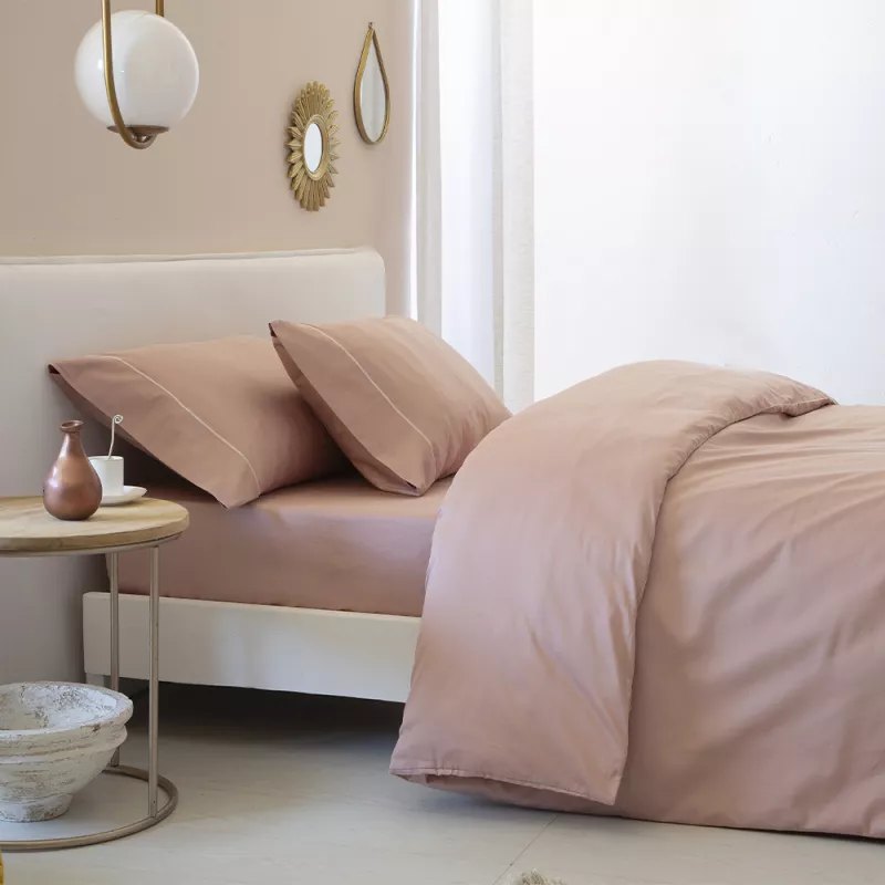 funda nórdica algodón egipcio 300 hilos salmón nudé
