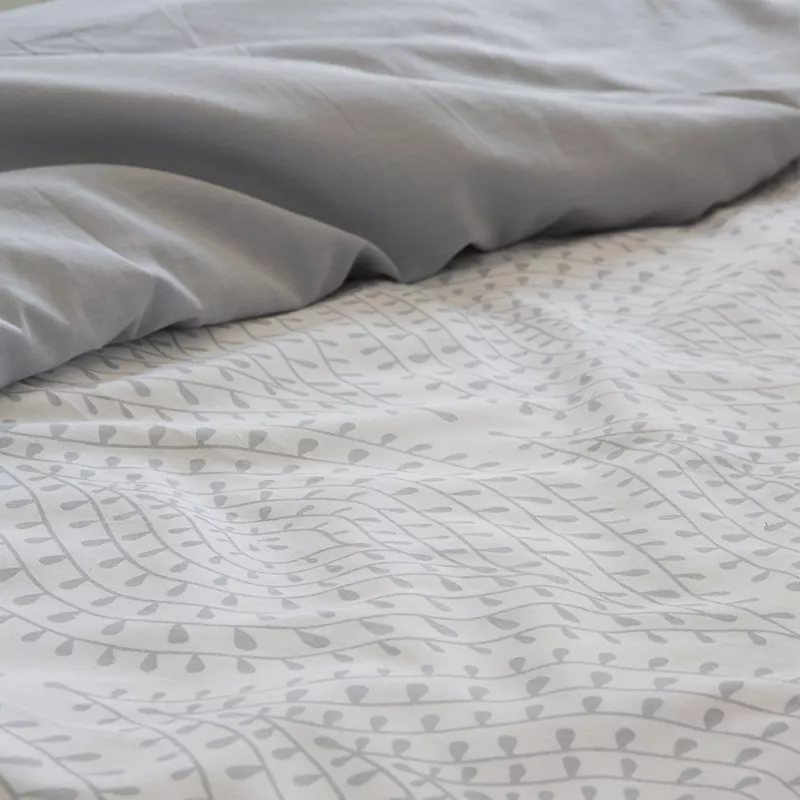 funda edredón nórdico gris algodón poliéster cierre con botones