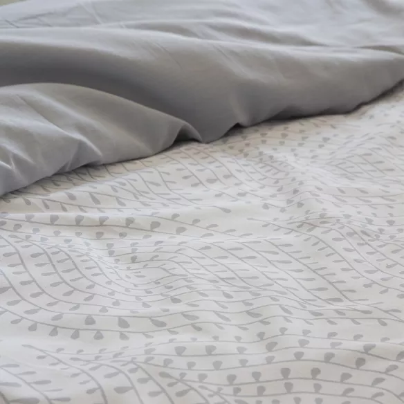 funda edredón nórdico gris algodón poliéster cierre con botones