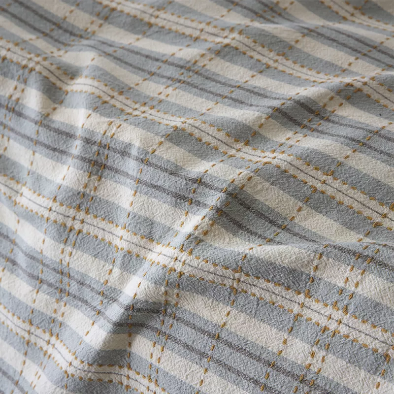 Funda edredón nórdico juvenil algodón jacquard gris y verde cierre con botones