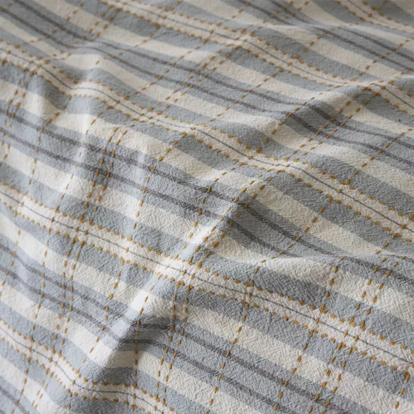 Funda edredón nórdico juvenil algodón jacquard gris y verde cierre con botones