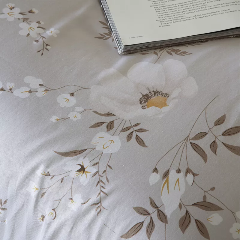 Funda nórdica algodón egipcio multicolor estampado de flores cierre con botones